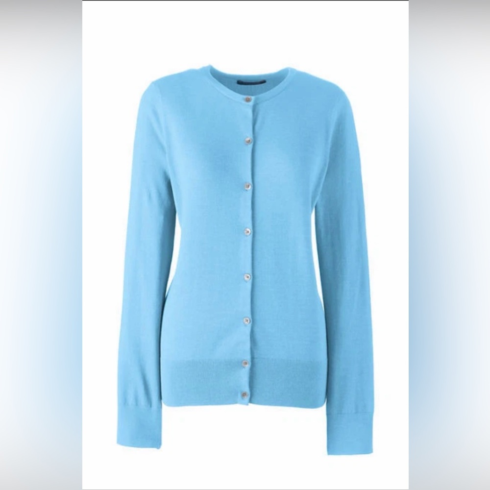 Lands' End Women's Blue 100% Cashmere Cardigan Sweater size XS light blue